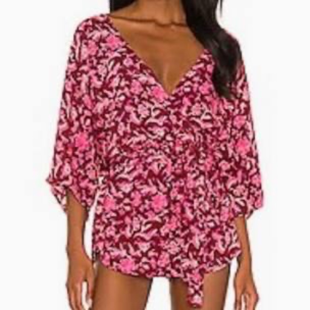 Indah Marioon/Pink Print Self Belted Sunday Romper‎ Sz M/L